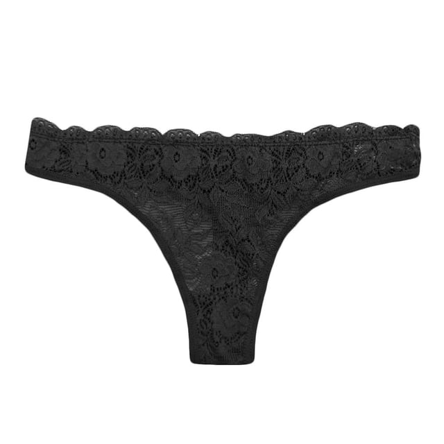 Tanga Secret Treasures Talla CH Encaje Floral Negro
