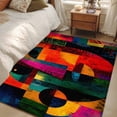 thumbnail image 5 of Abstract Face Washable Area Rugs 2.7'x5', Colorful Boho Modern Geometric Splicing Low Pile Throw Living Room Rug Non-Slip Sturdy Edge Binding Carpet for Indoor Entryway Bedside Kitchen, 5 of 9