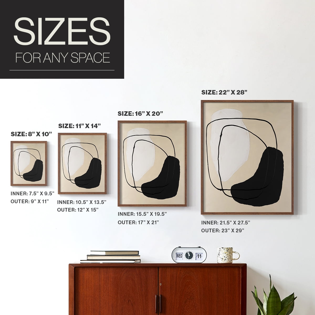 Avant Mod I Framed Print in Brown Solid Wood Framed Print No Nail Hanging