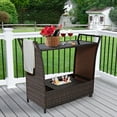 thumbnail image 3 of Costway Patio Rolling Rattan Kitchen Trolley Cart Dining Aluminum Frame W/ Storage Box, 3 of 10