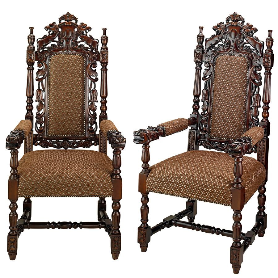 Design Toscano The Grand Occasion HandCarved Heraldic Arm Chair Set