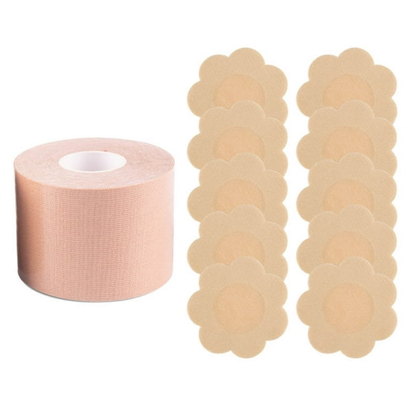 Kmbangi Boobs Tape Sets Breast Lift Tape and 5 Pair Petals Nipple Cover  Reusable Adhesive Bra for Women 
