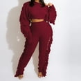 thumbnail image 3 of Vedolay Casual Sets for Women Personality Fall Outfit 2 Piece Set Long Sleeve Tops and Pants,Red L, 3 of 5