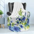 thumbnail image 4 of Watercolor Flower Soft Flannel Fleece Throw Blanket, Swirled Brushstroke Herbs Romantic Feminine Blooming Nature Artwork, Cozy Plush for Indoor and Outdoor Use, 50" x 60", Blue Yellow, by Ambesonne, 4 of 5