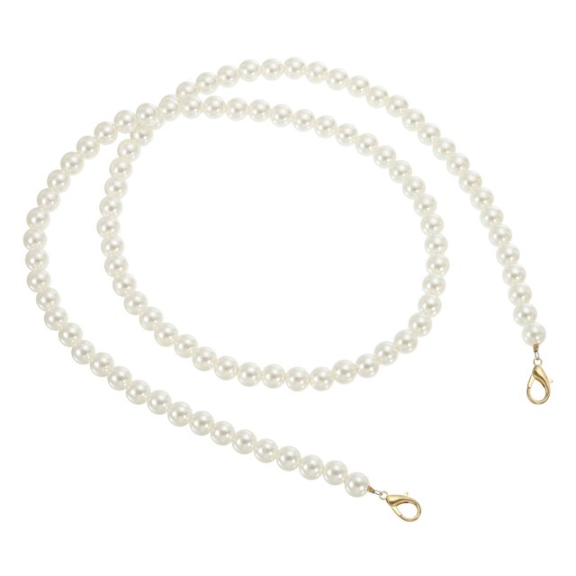 Cadena de bolso de perlas de imitación de 39" con hebilla de langosta para reemplazo de cadena de bolso de bricolaje, dorado claro