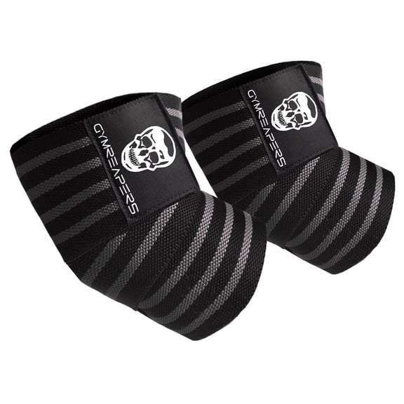 Gymreapers Weightlifting Elbow Wraps (1 Pair) - Flexible 40'' Elbow Compression Strap & Joint Support Brace - For Bench Press, Powerlifting, and Pressing