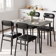thumbnail image 1 of Dining Table Set for 4, 5Pcs Kitchen Table Set Metal and Wood Square Dining Room Table Set with 4 Upholstered Chairs for Small Spaces Apartment - Grey, 1 of 9