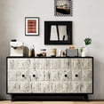 thumbnail image 4 of 58.37" 4 Doors Vintage Storage Cabinet, Black. For Living Room, Bedroom, Office. Built With , Fir, . Generous Storage. Simple To Assemble Sideboard, Ideal For Spaces, Office, Bedroom. Crafted Ample, 4 of 6