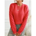 thumbnail image 6 of Cupshe Women's Sweater Long Sleeve Crewneck Sweaters Cable Knit Tops, 6 of 7
