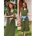thumbnail image 4 of Ekouaer Women's Maternity Nursing Dresses Summer Short Sleeve Split Long Dresses for Breastfeeding Black M Army Green XXL, 4 of 6