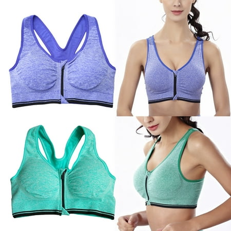 

Baywell 2 Pack Women s Motion Control Front Zipper Sport Bras Removable Cups Yoga Bra 34/75CD 36/80AB