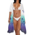 thumbnail image 3 of HELLHERO Butterfly Bathing Suit Cover Up Polyester Short Sleeve Free Size Long Kimono Swimsuit Cover Up for Womens, 3 of 5