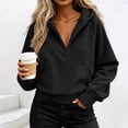 thumbnail image 2 of Nowekniz Womens Oversized Half Zip Fleece Hoodie, Long Sleeve Cropped Quarter Zip Pullover Sweatshirt, Warm Fall Winter Casual & Gym Training Hooded Top, 2 of 6