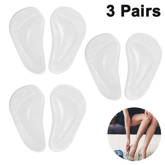 Plantar Fasciitis Arch Support Shoe Insoles 3 Pairs, Thicken Gel Arch Pads for Flat Feet - Self-Adhesive Arch Cushions Inserts for Men and Women