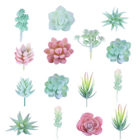 15 Pcs Fake Succulents Artificial Succulents Mini Unpotted Assorted Faux Plants for Crafts DIY Home Decor (1.5"-2.7" W)