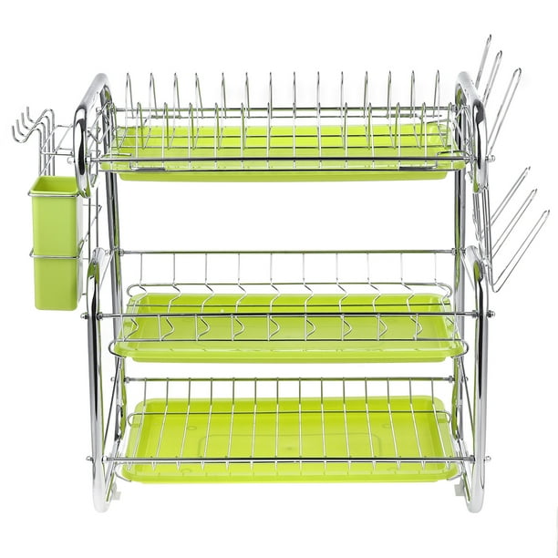 Dish Drying Rack, 2/3 Tier Plate Drainer, Bowl Shelf Storage Organizer