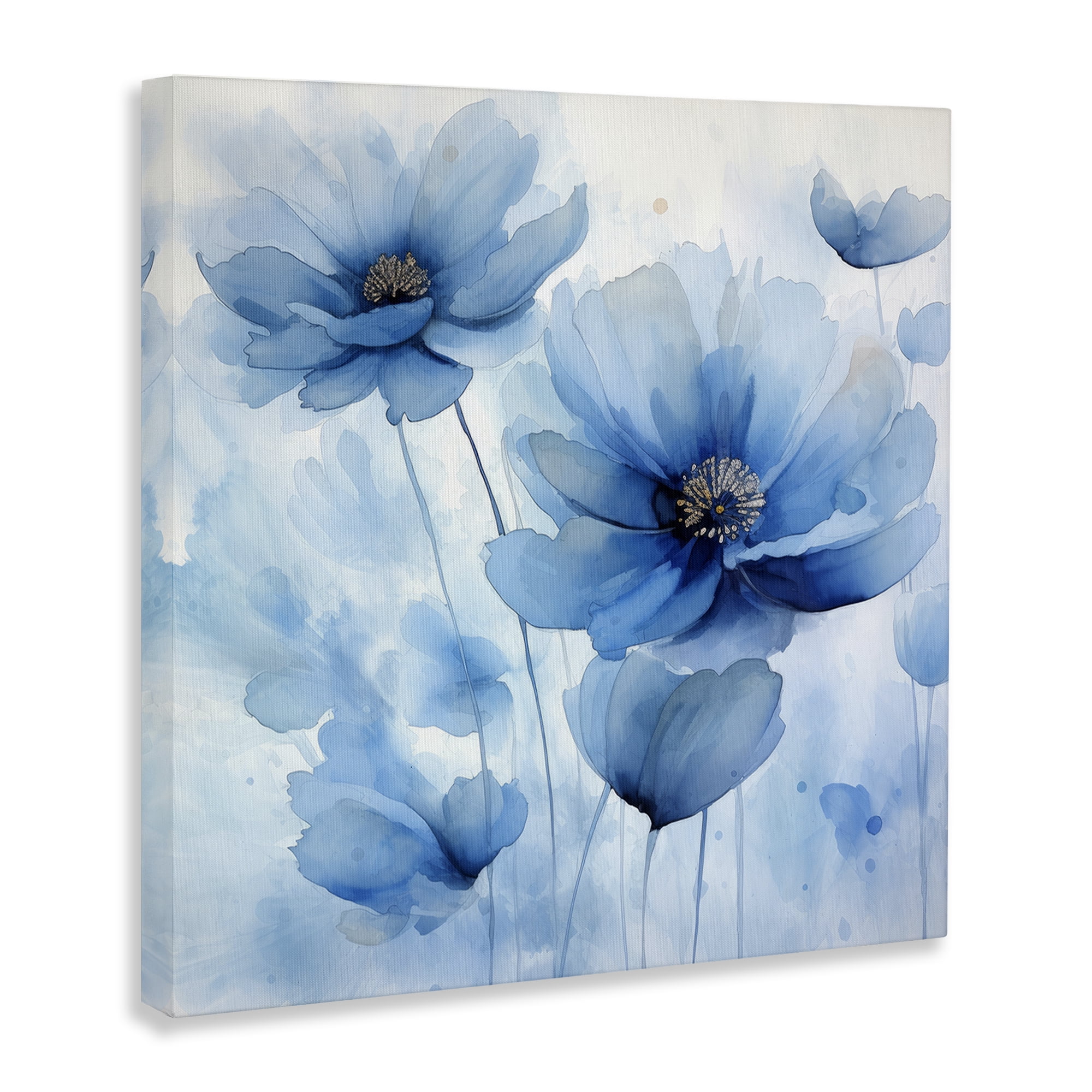 Stupell Industries Mystical Blue Poppies Plants & Flowers Painting Wrapped Canvas Art Print Wall Art, 30 x 30