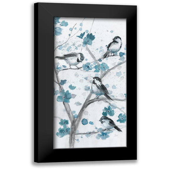 Nan 9x14 Black Modern Framed Museum Art Print Titled - Blue Chickadees I