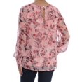 thumbnail image 4 of KENSIE Womens Pink Floral Crew Neck Long Sleeve Blouse Top S, 4 of 4