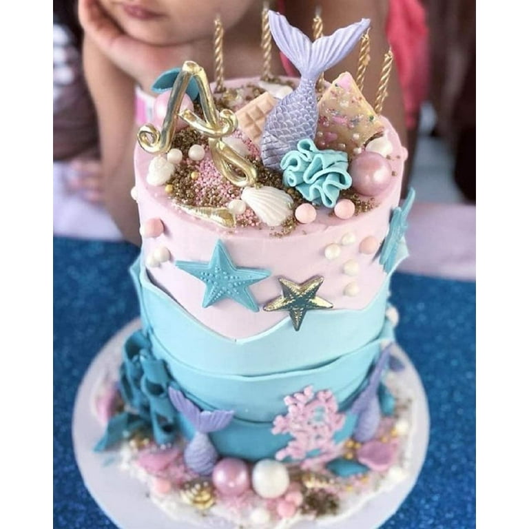 Mermaid Tail Ocean Seashell Mold 6pcs Silicone Cake Fondant Baking Molds Chocolate Candy Baking Tool for Wedding Birthday Party Cake Decoration Cupcake Topper Walmart