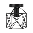 thumbnail image 1 of Soporte de luz de techo de jaula retro, E27 E26 Soporte de luz de techo de montaje semi empotrado de jaula retro Cubierta de sombra de luz de ventilador de techo Funcionamiento suave, 1 of 8