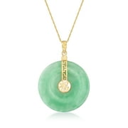 Ross-Simons Jade "Blessing" Circle Pendant Necklace in 14kt Yellow Gold, Women's, Adult