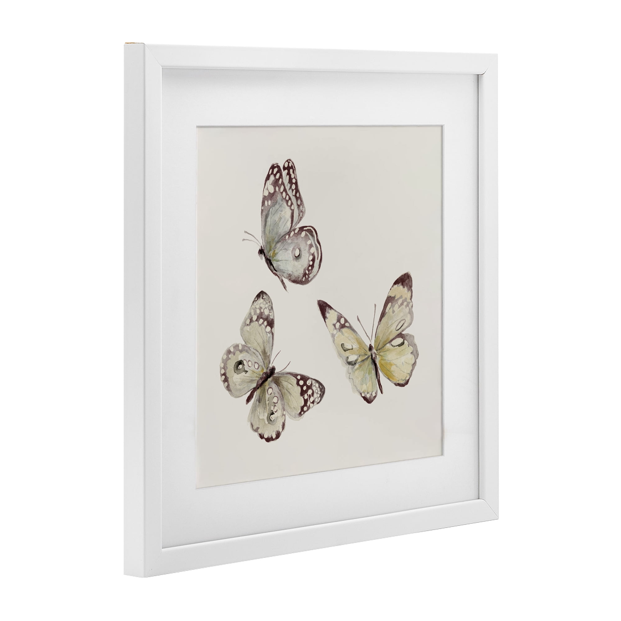 Stupell Industries Isolated Butterflies on Beige White Framed Print Under Glass, design by Patricia Pinto