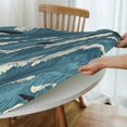 thumbnail image 4 of Sea Waves Shark Vintage Round Fitted Tablecloth Elastic Edged Table Cloth Waterproof Table Cover 48in, 4 of 7