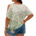 thumbnail image 4 of Plus Size Blusas Elegantes Para Mujer, Plus Size Blusas Elegantes Para Mujer, Plus Size Cold Shoulder Print Loose Short Sleeve Tee Fashion Commute Daily Wear, Light Green L, 4 of 4