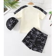 thumbnail image 5 of lnmuld Toddler Boys 2 Piece Camo Print Swim Set with Shirt Trunks and Cap Size:4-5 Years, 5 of 8