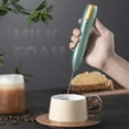 thumbnail image 4 of Handheld Milk Frother 10.43in Rechargeable Drink Whisk 3 Speed Powerful Motor Stand for Latte Cappuccino Matcha Frappe Hot Chocolate Creamer Kitchen Home Green White, 4 of 5