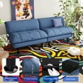 thumbnail image 4 of JQX 3 Sets 4 in 1 Convertible Futon Sofa Bed, 69" Loveseat Sleeper Sofa, Blue Corduroy Futon Couch Bed, for Living Room, Apartment, Office, 4 of 11