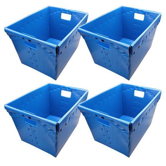 Blue Corrugated Plastic Storage Postal Tote - 4 Pack