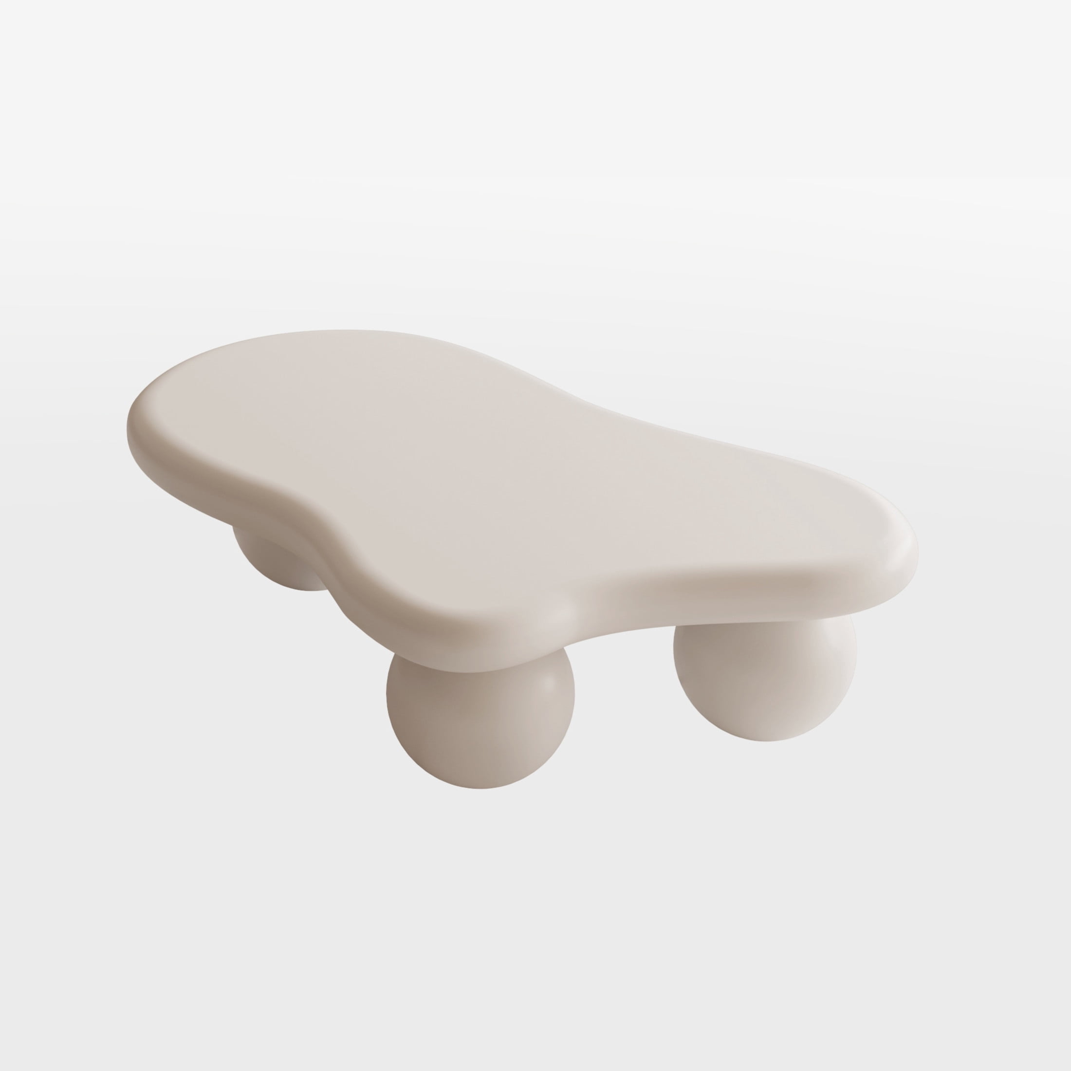 Noble House 40" Cloud Shaped Coffee Table with Ball Legs, Modern Aesthetic Accent Table for Living Room, White