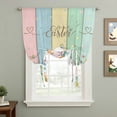 thumbnail image 2 of Easter Tie Up Curtains for Windows, Balloon Window Shades, Spring Rabbit Ears Foot Eggs Floral Wooden Grain Kitchen Window Treatments Roll Up Curtain for Basement/Nursery 52"x45", 2 of 8