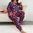 thumbnail image 4 of Posijego Women's Plus Size Pajama Set Heart Graphic Long Sleeve Sleepwear Pants Pjs Lounge Sets XL-5XL, 4 of 6