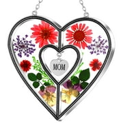 KY&BOSAM Silver Metal & Stained Glass  Mom Heart Suncatcher Home Decor Ornament Wind Chimes Color Box Packing Gifts