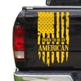 thumbnail image 1 of Proud to Be an American Distressed American USA US Flag Truck Tailgate Vinyl Decal Compatible with most Pickup Trucks - Rear Car Sticker (11" x 20", Yellow), 1 of 8