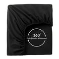 thumbnail image 7 of MooMee 100% Washed Cotton King Fitted Sheet Only Linen Like Textured Extra-Deep Pocket Breathable Soft 1-Piece(Black, 78"x80"), 7 of 7
