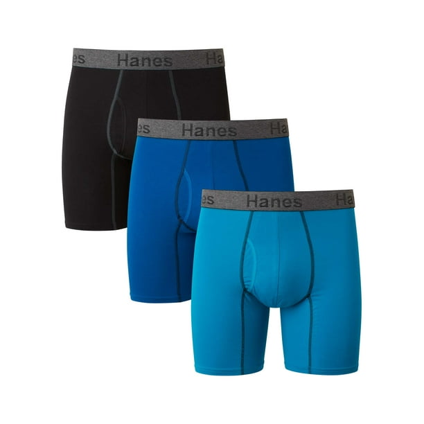 Hanes Men's Comfort Flex Fit Ultra Soft Cotton Stretch Boxer Briefs, 3 ...