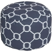 Surya Rug Round Navy Pouf 20 x 13 in. - Navy Ivory