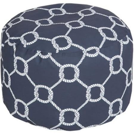 Surya Rug Round Navy Pouf 20 x 13 in. - Navy Ivory