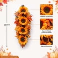 thumbnail image 3 of Fall Wreath Door Wreath Fall Swag for Thanksgiving Seasonal Wreath for Front Door 23.6" Length Swag with Maple, Pine and Orange Sunflower, 3 of 7