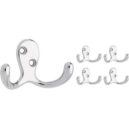 

Double Prong Robe Hook 5 Pack Polished Chrome 5 Piece