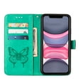 thumbnail image 6 of Dteck Wallet Case for Apple iPhone 11 (6.1 inch) ,Bling Diamond Butterfly & Flower Embossed PU Leather Magnetic Flip Stand Card Pocket Shockproof Phone Cover with Wrist Strap,Green, 6 of 9
