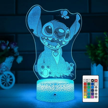 KOMI 3D Illusion Stitch Night Light: Stitch Light with Remote Control and Smart Touch, Stitch Lamp Stitch Room Decor for Girls Birthday Christmas Stitch Gifts