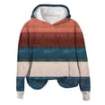 thumbnail image 4 of Bovemsi Sweatshirt for Women Women's Hooded Striped Retro Printed Fashionable Sportswear Long Sleeved Pullover Top Comfort Hoodie, 4 of 4