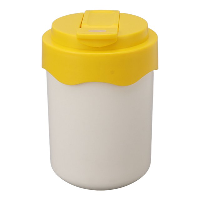 Taza de café aislada Taza de agua de vacío portátil de acero inoxidable 304 de doble pared con pajita 450 ml Amarillo