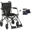 Transport Wheelchair Lightweight Folding, Lightweight Transport Chair Wheelchair With Brakes, Elevating Legrest, Carry Bag, Sheepskin Armrest Pouch, Travelite Transport Wheelchair Chair In A Bag, 19''