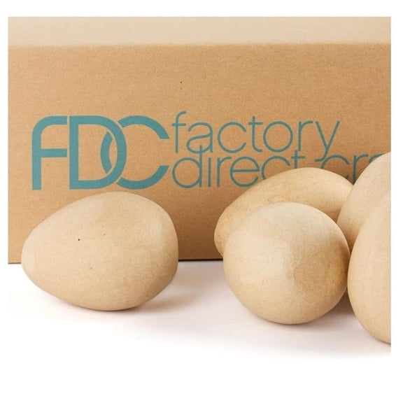 Factory Direct Craft Paper Mache Eggs, 4" x 2.5", Natural, 12-Pack, Paintable Craft Eggs for DIY Projects